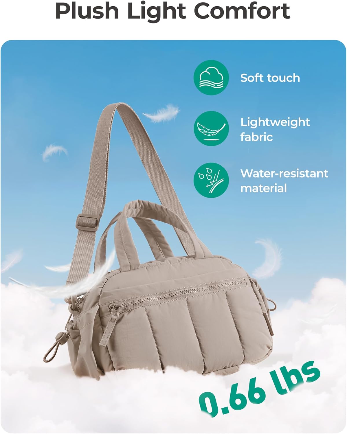 BAGSMART Mini Duffle Bag, Crossbody Bags for Women, 6.8L Lightweight T