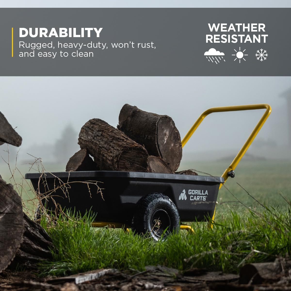 Gorilla Carts Heavy-Duty Dump Cart, Patented Quick-Release Dumping, St