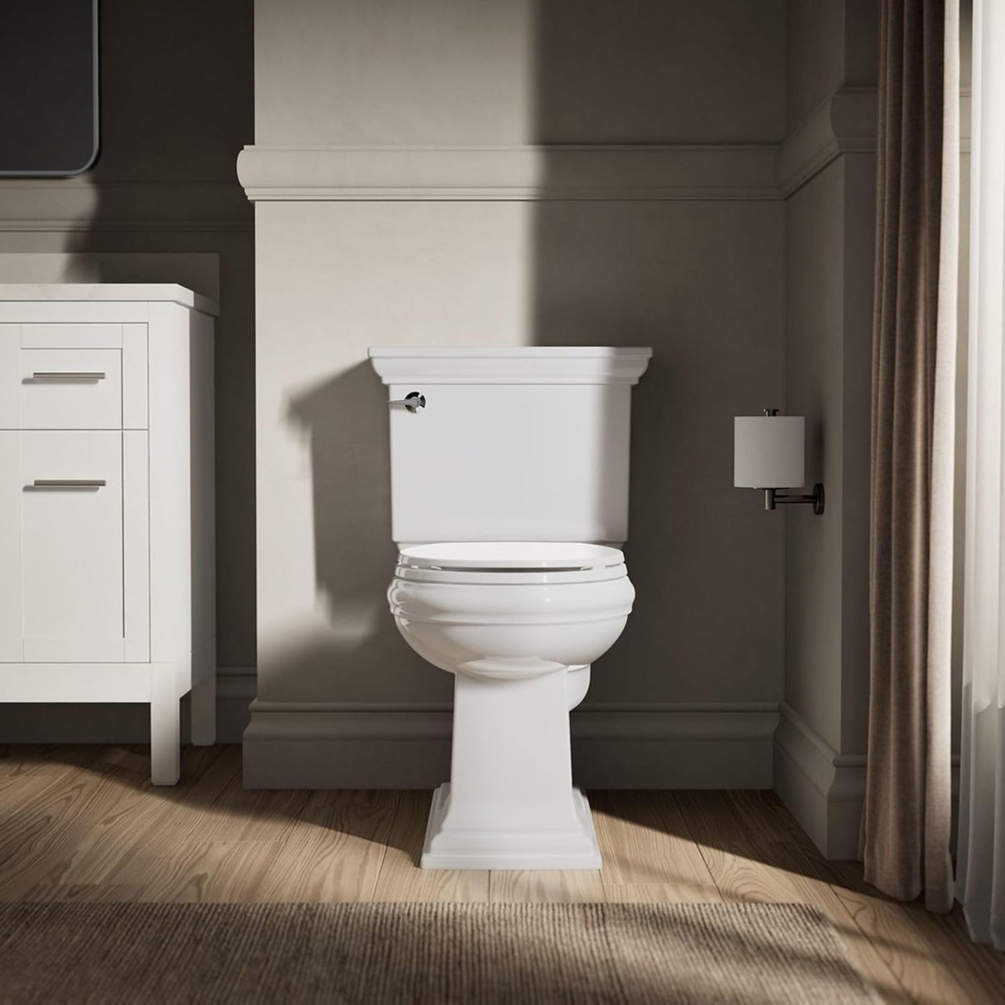 KOHLER 20111-0 Brevia, Slow Close Toilet Seat, Round Toilet Seat, Grip-Tight Bumpers Quick-Attach Hardware, White