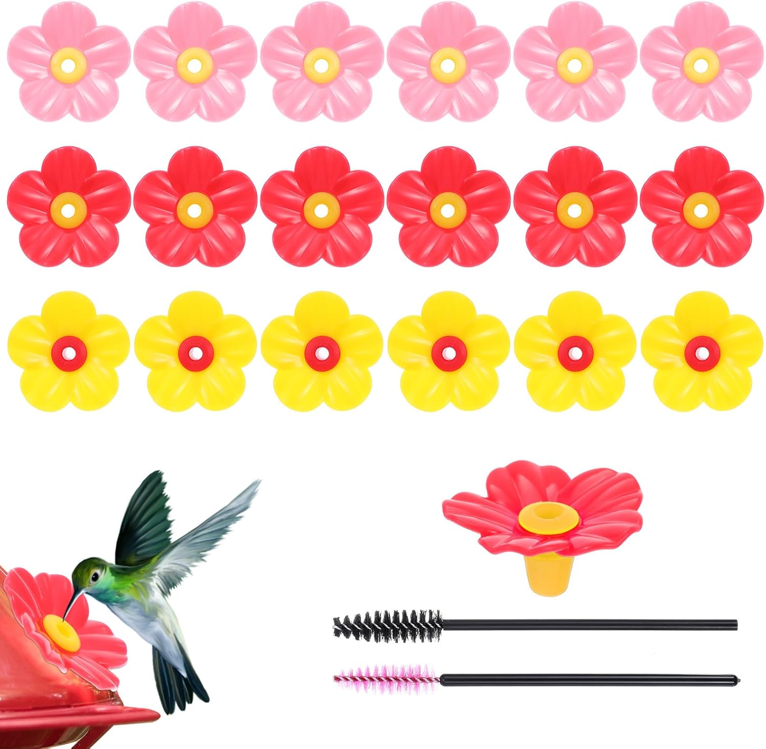 18PCS Replacement Flowers Hummingbird Feeder, Hummingbird Feeder Repla