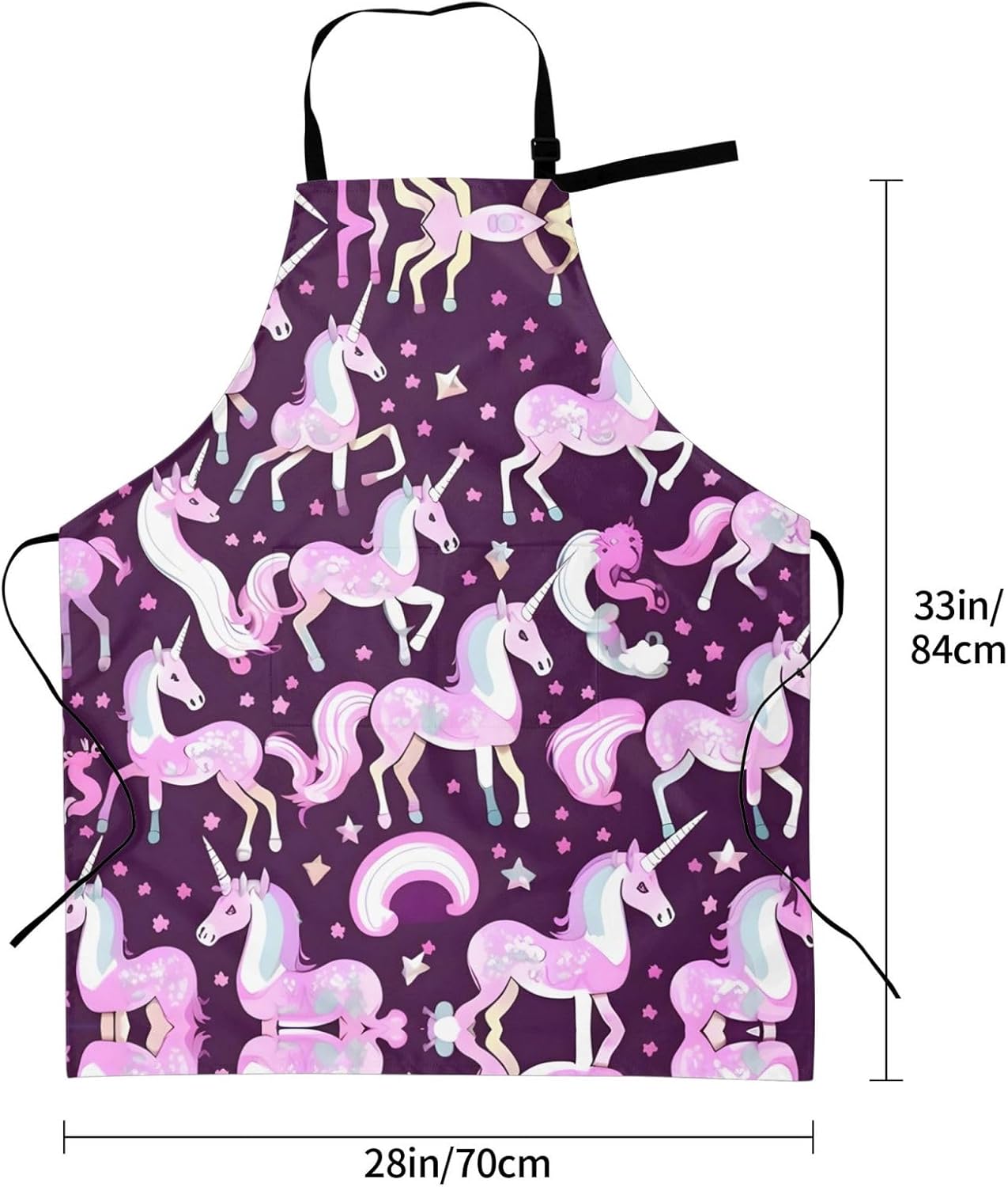 Unicorns Red print Waterproof apron with pocket adjustable cooking apron for adult kitchen bibs to bake