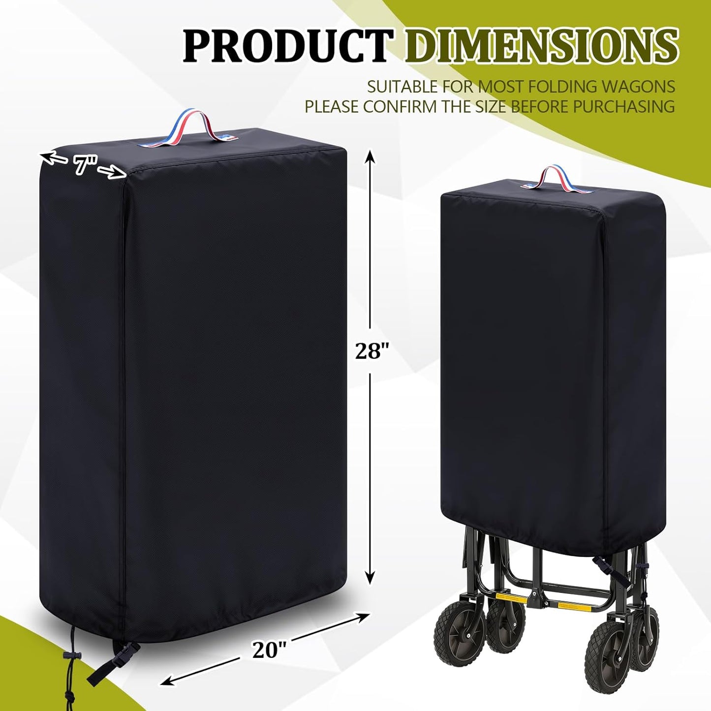 Collapsible Wagon Cover, 20''L x 7" W x 28''H Outdoor Foldable Wagon C