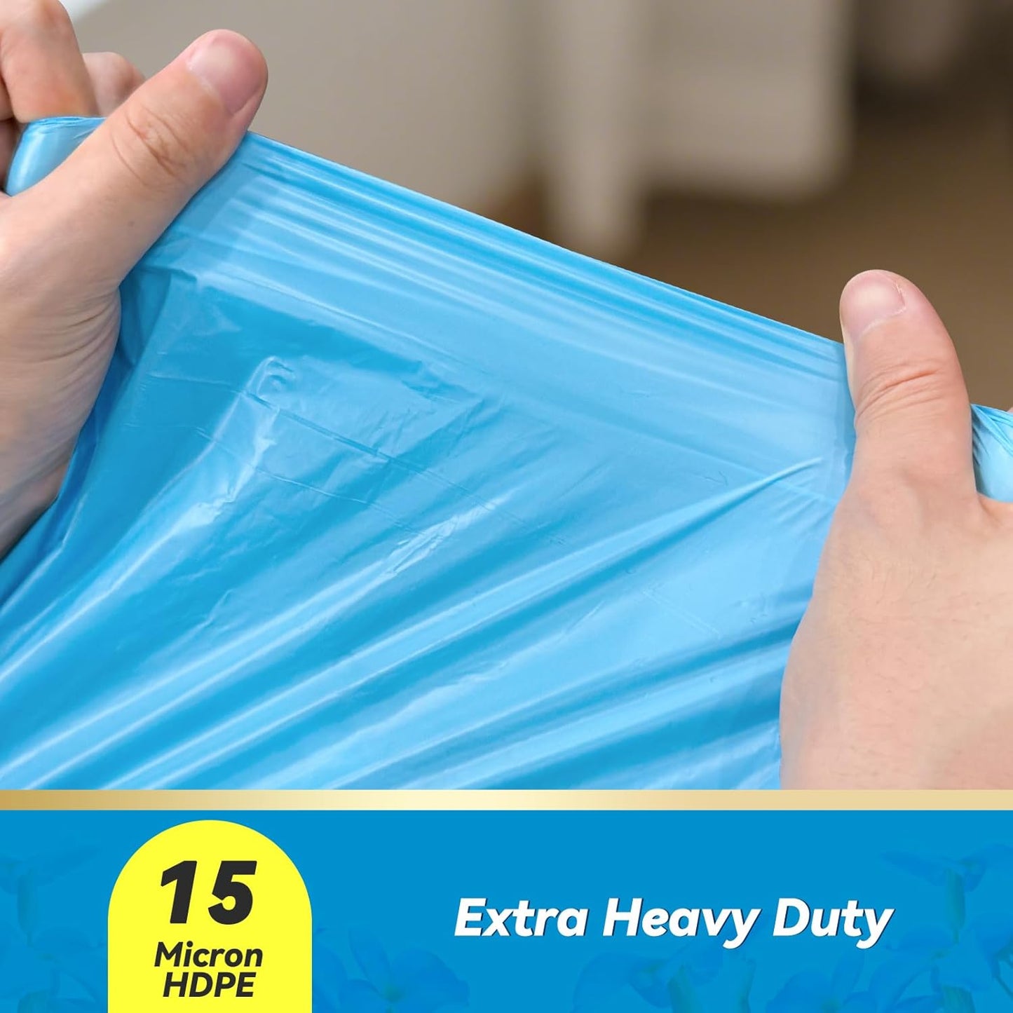 300 Count 15 Micron Extra Thick 4 Gallon Drawstring Small Trash Bags, 