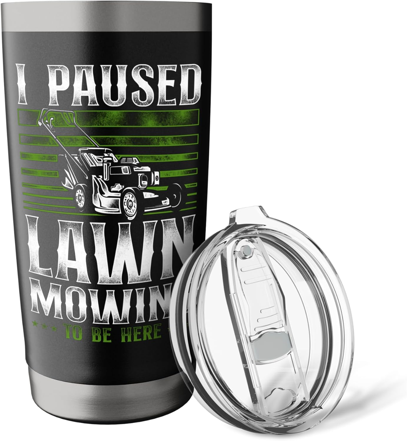 Lawn Mower Mowing Dad Father Landscaper Vintage I Paused Stainless Steel Insulated Tumbler