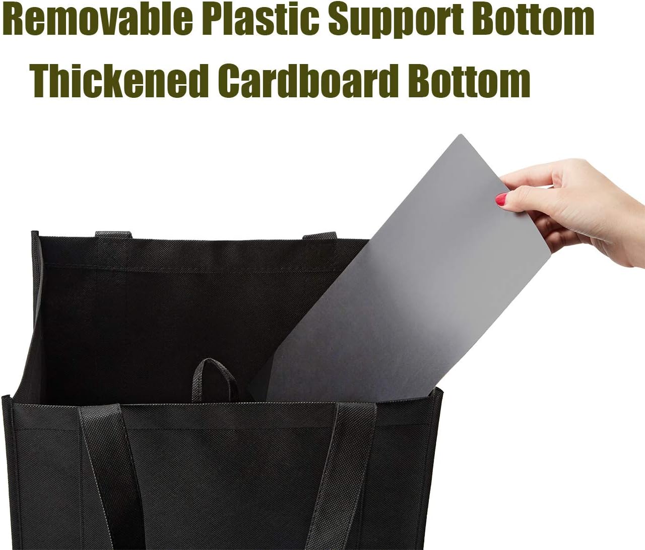 NERUB 10 Pack Reusable Reinforced Handle Grocery Bags - Heavy Duty Lar