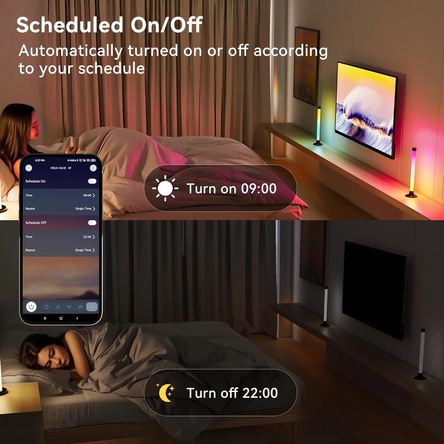 Led Light Bar with Music Sync, Color Changing TV Backlight App & Remot