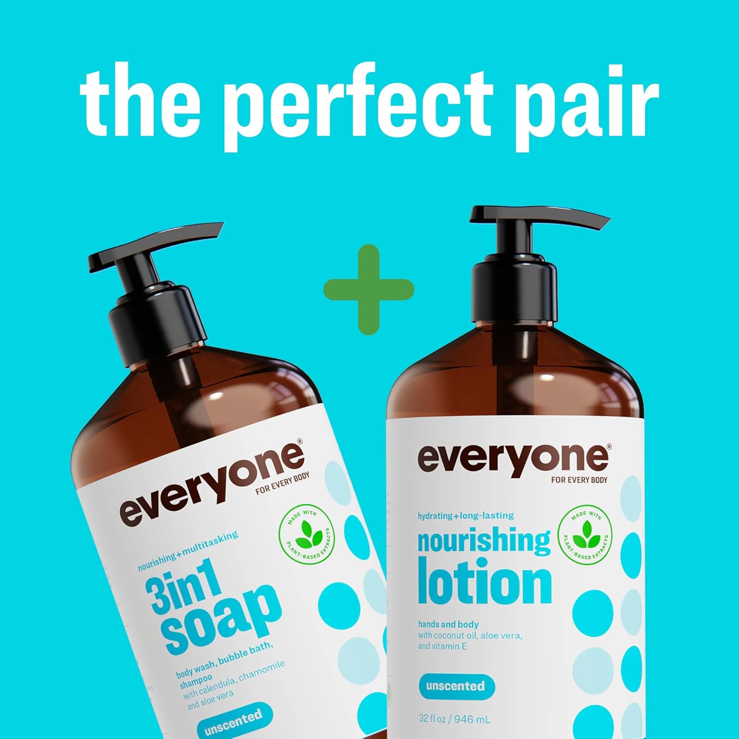 Everyone 2-in-1 Lotion for Hands/Body, 32 ounce (Pack of 2) Unscented 