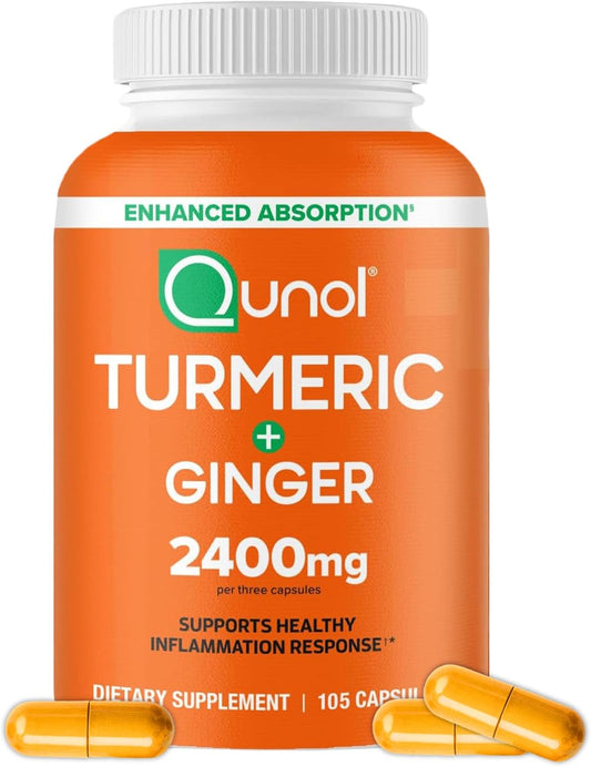 Qunol Turmeric Curcumin with Black Pepper & Ginger, 2400mg Turmeric Ex