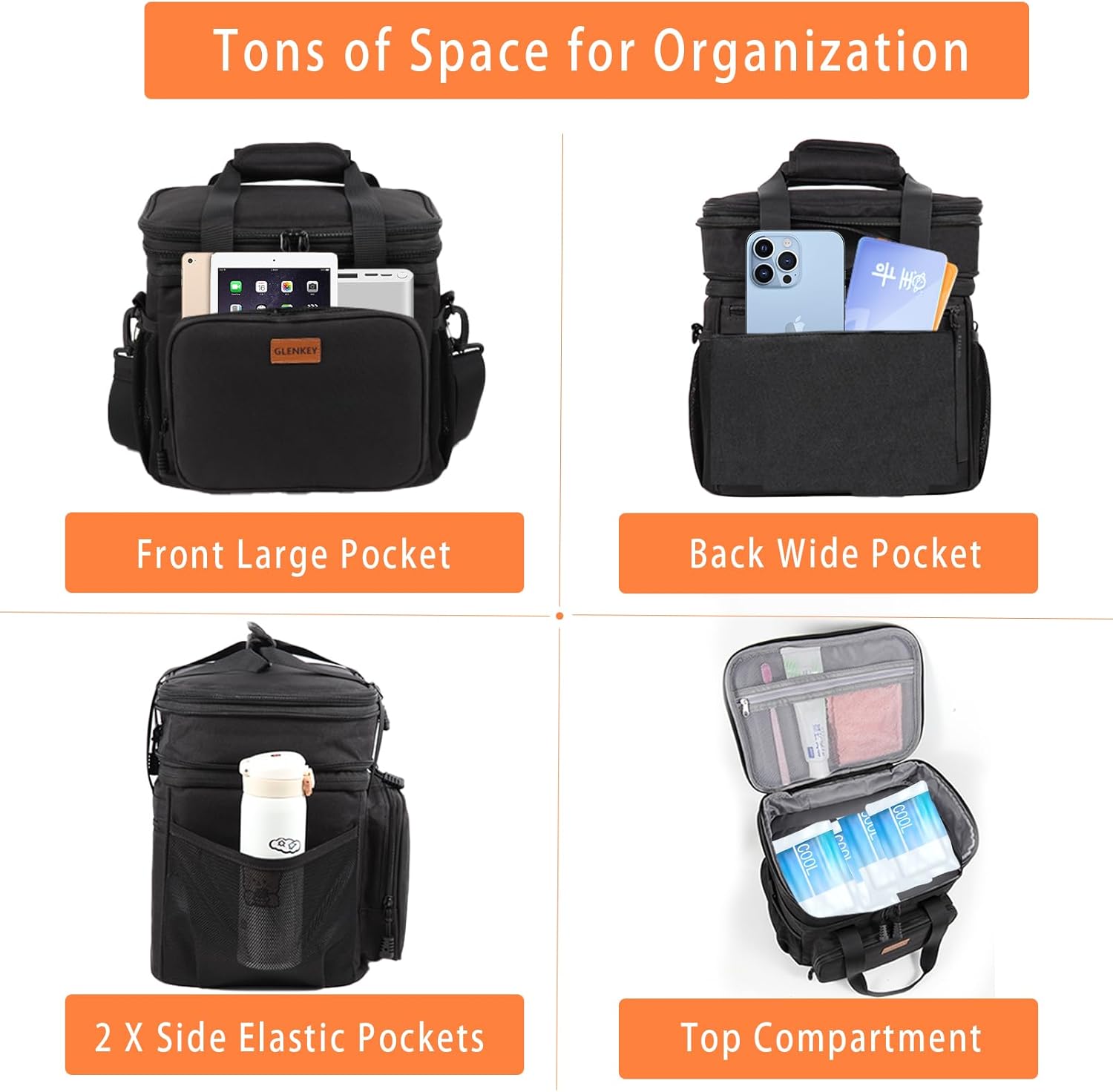 Expandable Insulated Large Lunch Box, Double Deck Heavy Duty Durable L