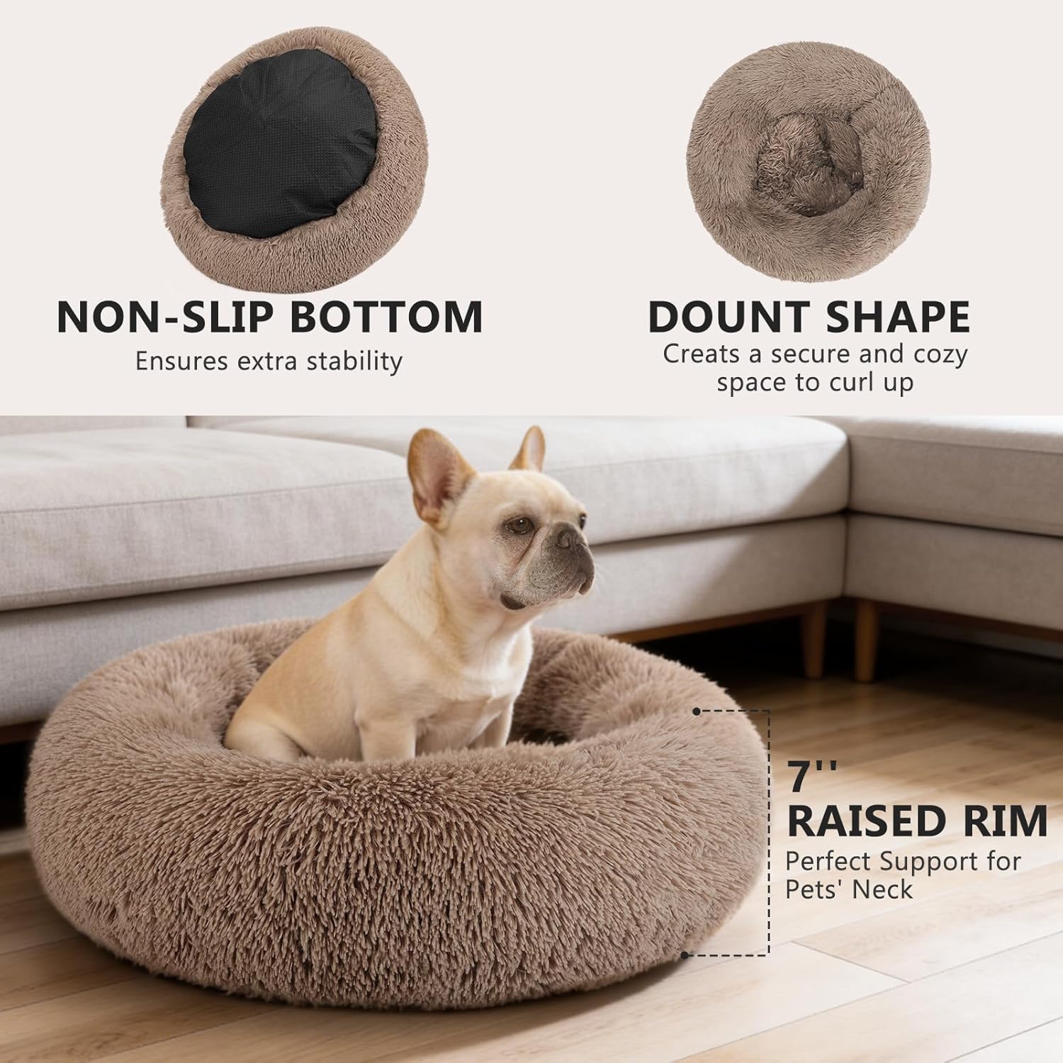 MIXJOY Orthopedic Dog Bed Comfortable Donut Cuddler Round Pet Beds Ult
