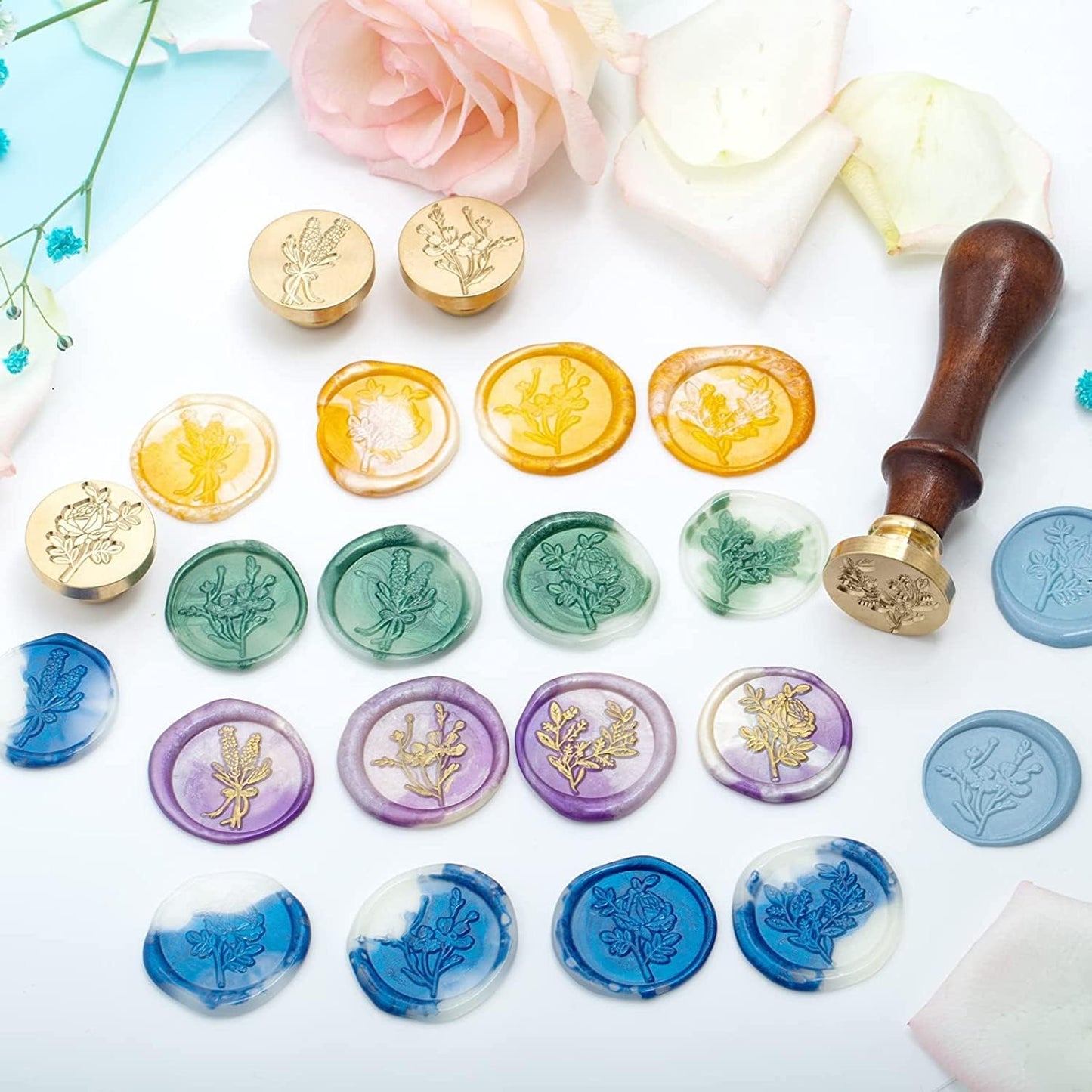 Romantic Rose Wax Seal Stamp, Elegant Garden Botanical Plant Sealing S