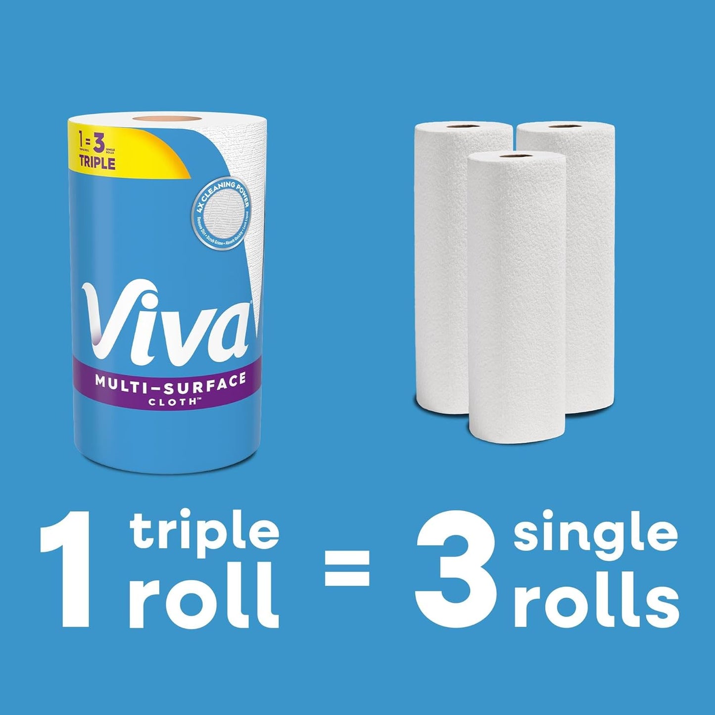 Viva Multi-Surface Cloth Paper Towels, Choose-A-Sheet Size, 12 Triple Rolls, 165 Sheets per Roll (Packaging May Vary)