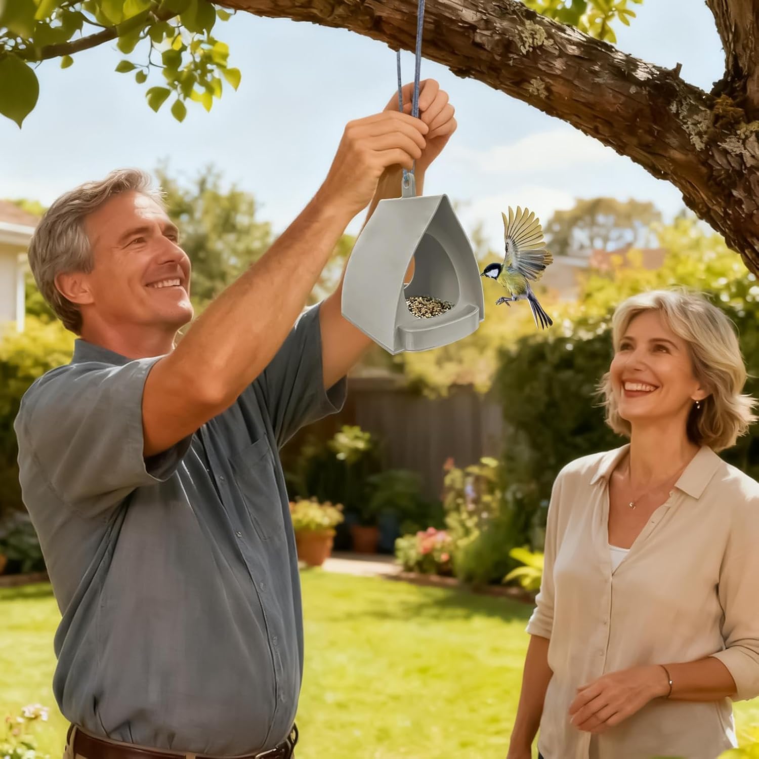 Outdoor Bird Feeder, Open Design Station, Hut-Shaped Hangable Feeder f