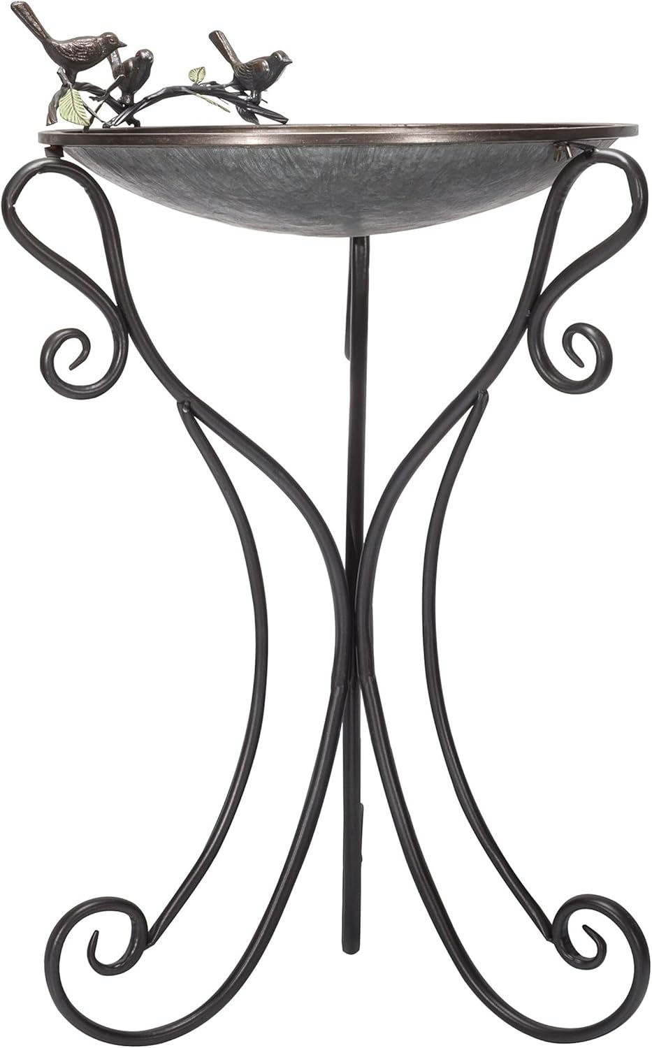 Alpine Corporation Vintage Metal Birdbath with Twigs and Bird Figurine