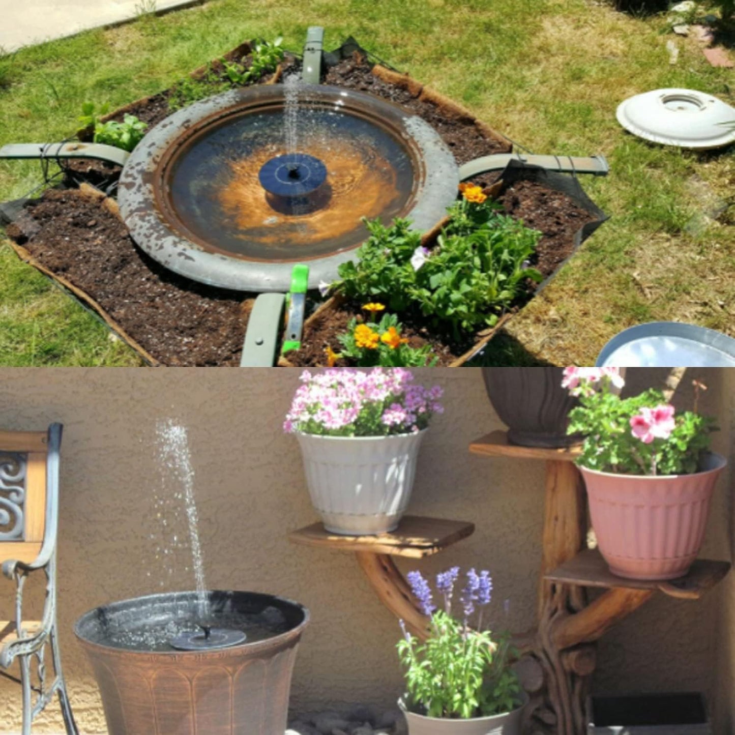 Solar Fountain, Solar Powered Bird Bath Fountain with 4 Nozzles 1.4W S