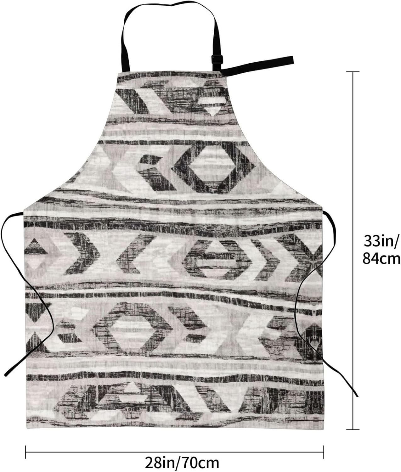 Grey Tribal Print Laundry apron 28x33 In Waterproof Kitchen Apron with Pockets for Cooking Baking