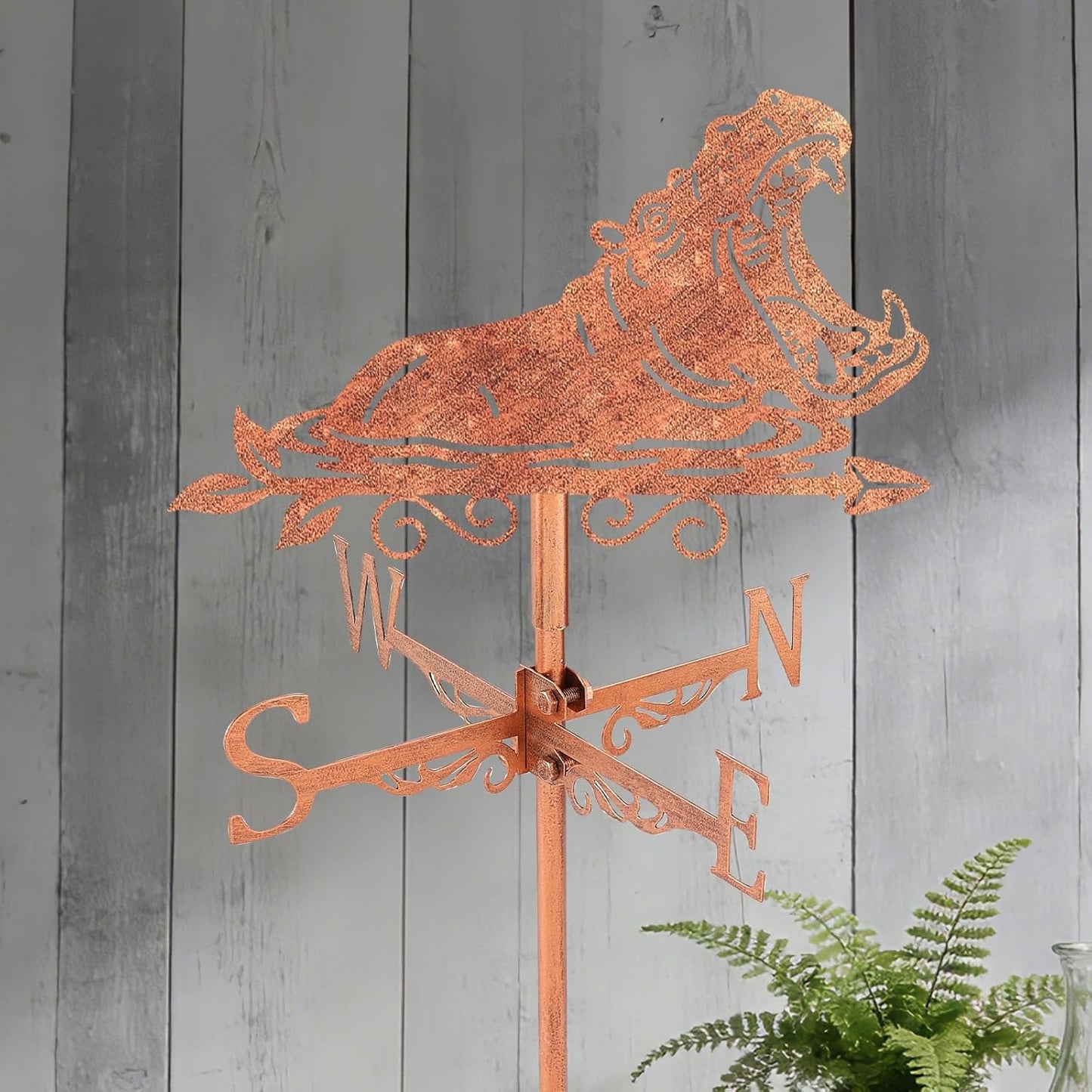 SUPERDANT 1Pc Iron Hippo Weathervane Animal Wind Vane Copper Metal Roof Garden Fence Decorative Wind Direction Indicator Black
