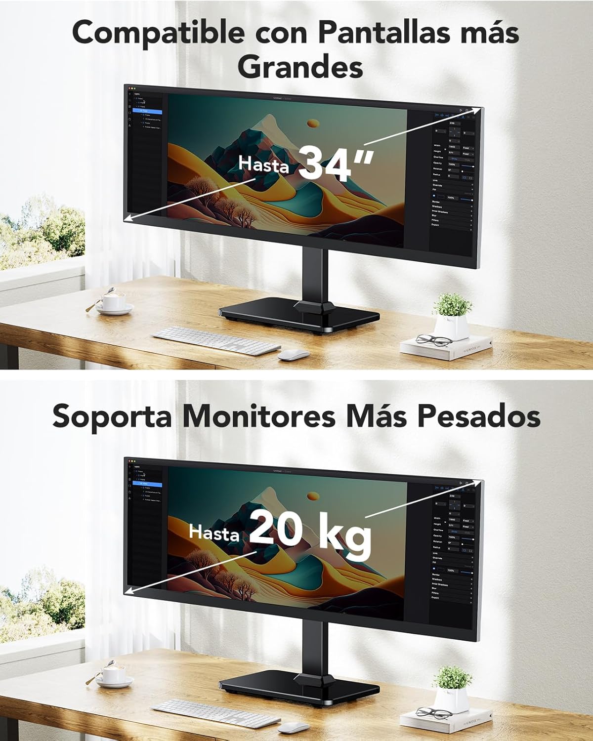 HUANUO Monitor Stand, Freestanding VESA Mount for 13 to 34 Inch Screen