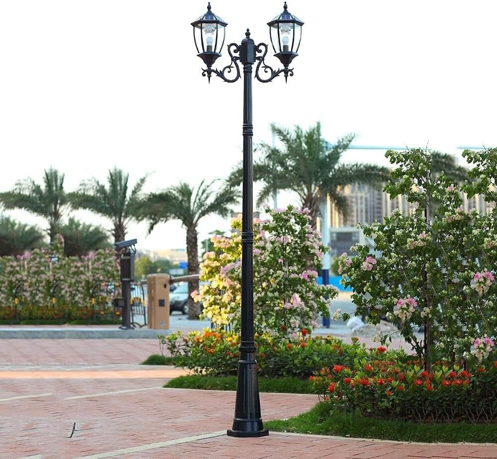 Solar Outdoor Lamp Post Light, IP56 Waterproof Street Light for Villa & Garden, Rust-Resistant High Pole Aisle Lighting Fixture, 205cm Tall Park & Patio Illumination (Height 205cm)