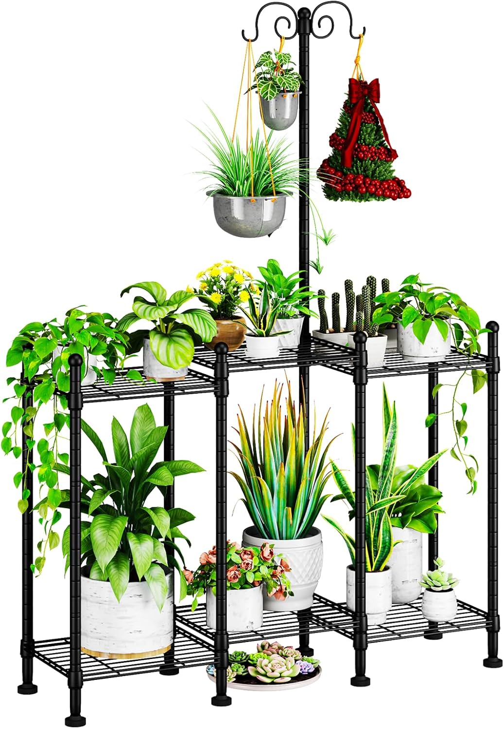 Plant Stand Indoor Outdoor, Heavy Duty Metal Waterproof 6 Tiered Plant