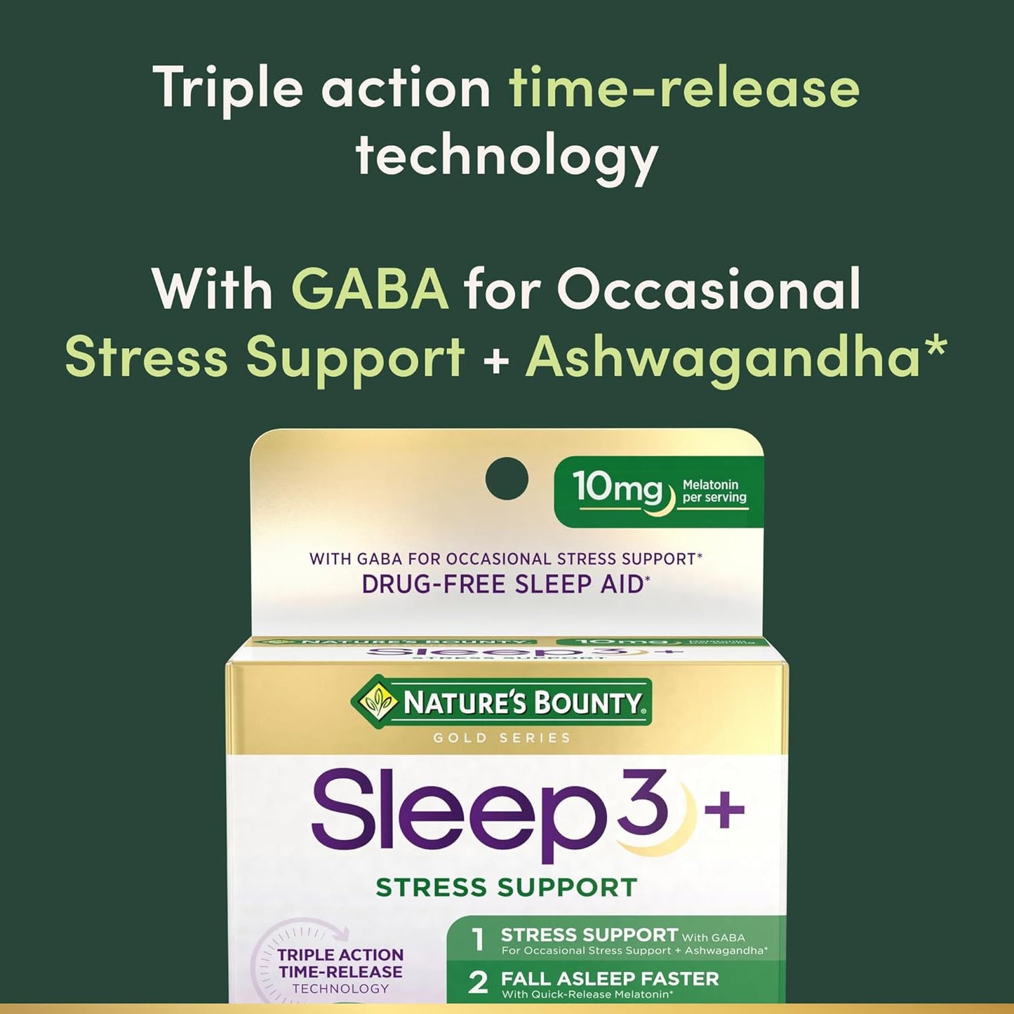 Nature's Bounty Stress Support Plus Melatonin, Sleep3 Maximum Strength
