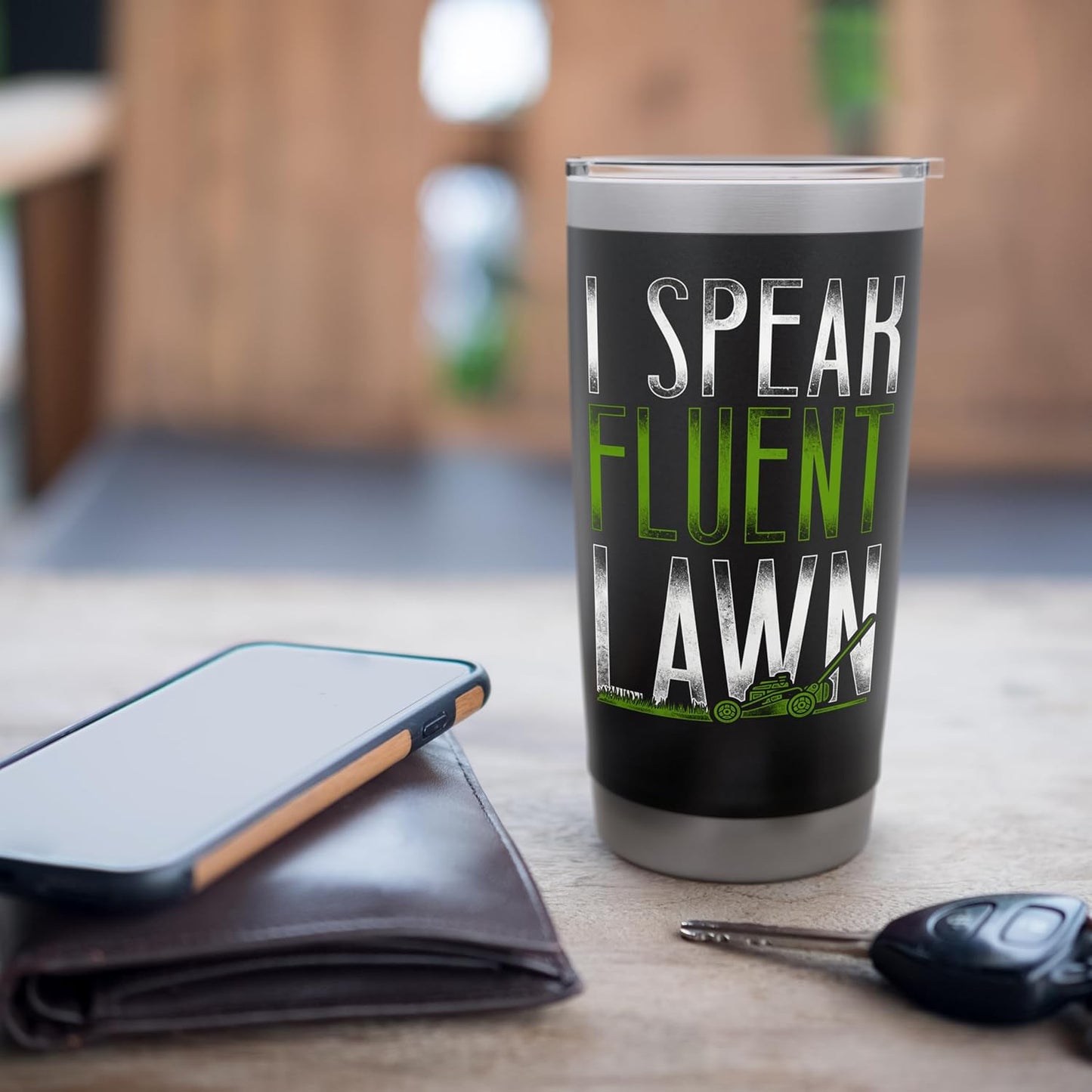 Lawn Mower Mowing Dad Father Landscaper Vintage I Speak Stainless Steel Insulated Tumbler