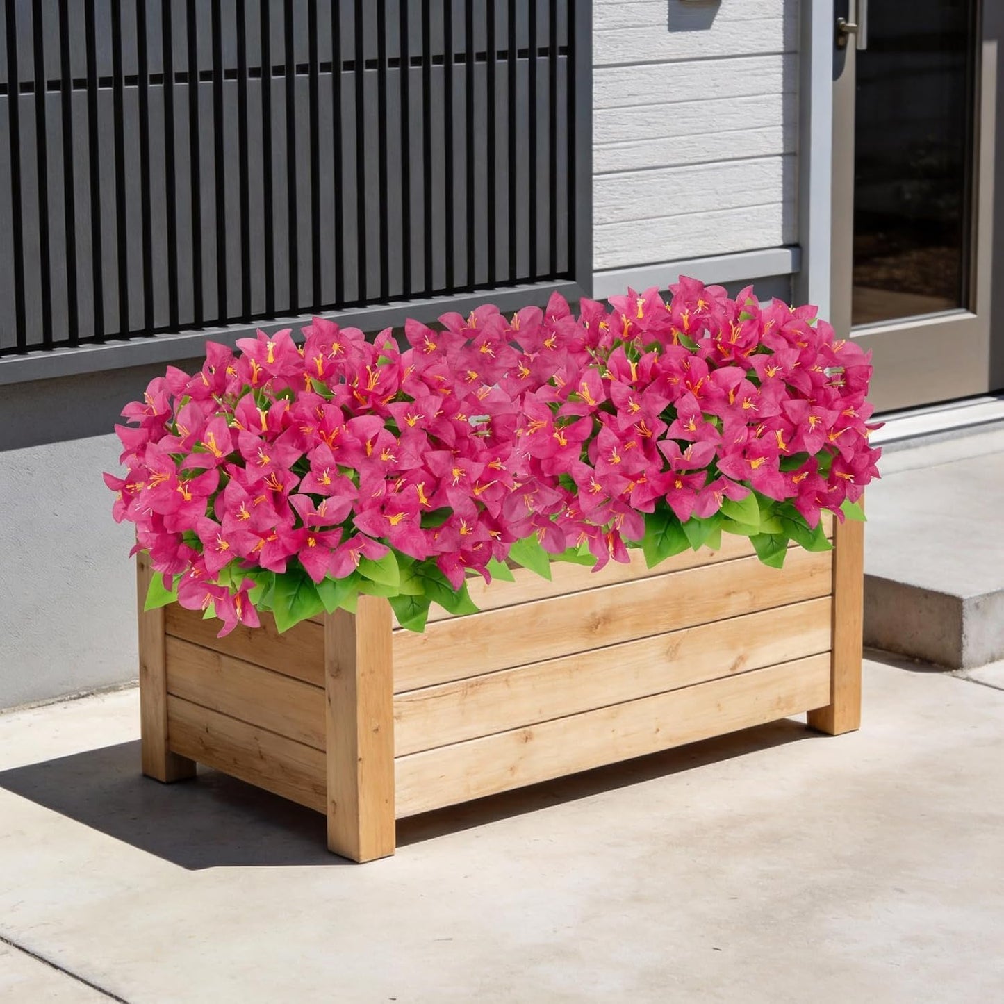 HUAESIN 8 Bundles Artificial Flowers for Outdoors Planters Bougainvillea Artificial Flowers Realistic Spring Silk Flowers for Patio Porch Outside Home Table Indoor Pot Decor(Pink)