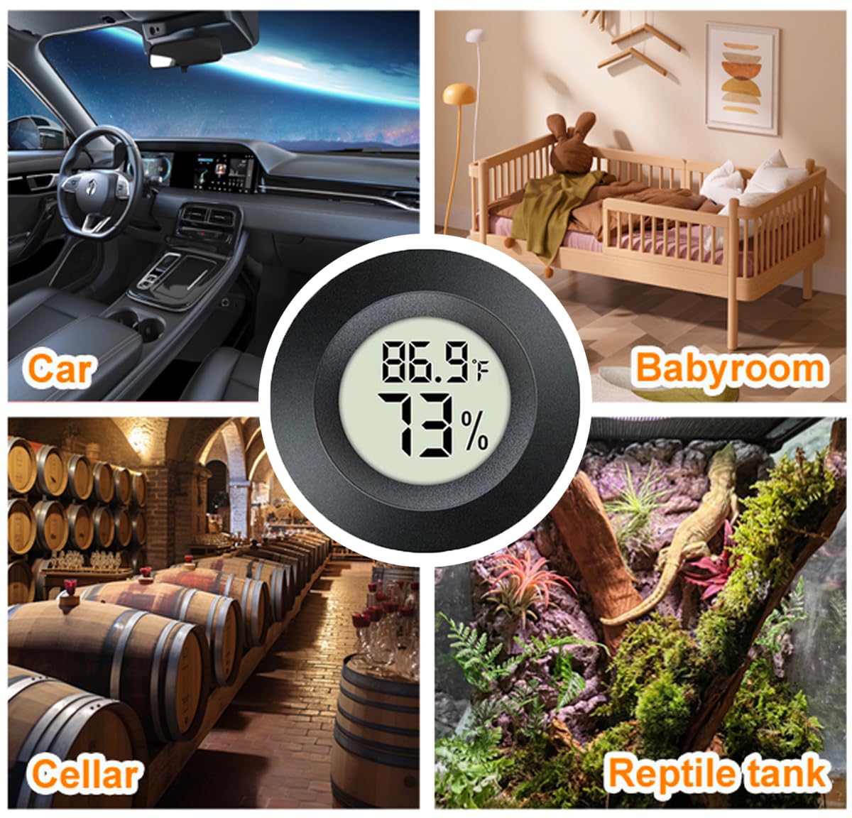 2 Pack Hygrometer Thermometer Digital Humidity Meter Indoor/Outdoor Hu