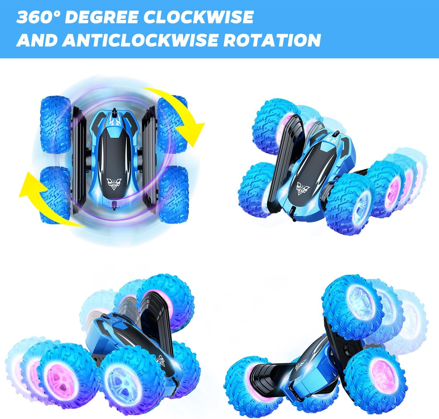 KKONES Remote Control Car, 2.4GHz Double Sided 360° Flips Rotating Ele