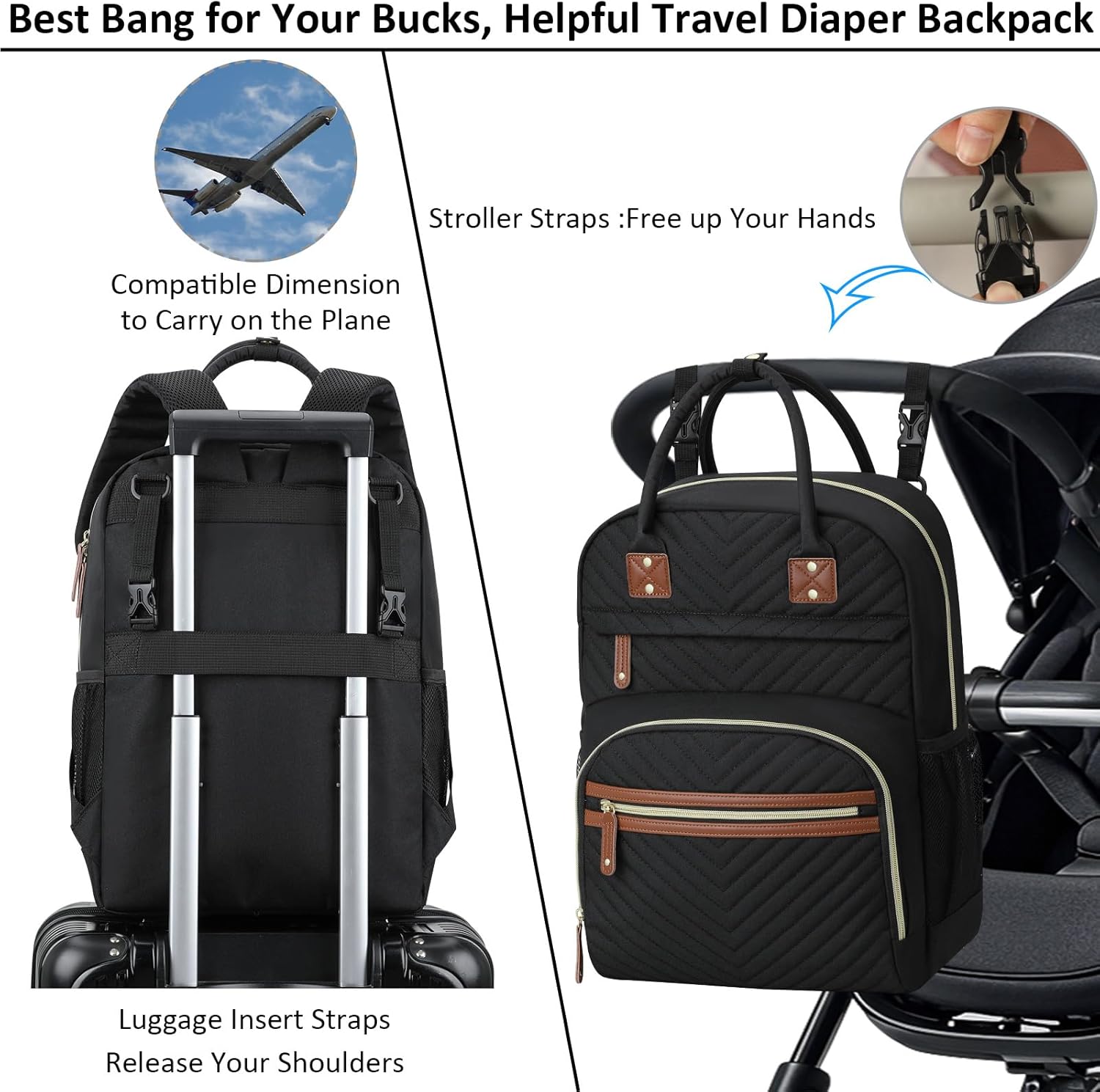 Diaper Bag Backpack for Women Large Capacity with Insulated Pockets Mu
