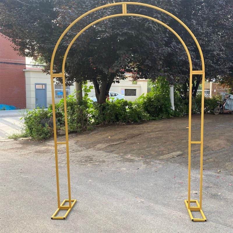 Gold Metal Garden Arch - Wedding Ceremony Backdrop, Balloon Stand, Outdoor Arbor Trellis for Climbing Plants, Easy Assembly, 100x200cm (3.28x6.56ft)