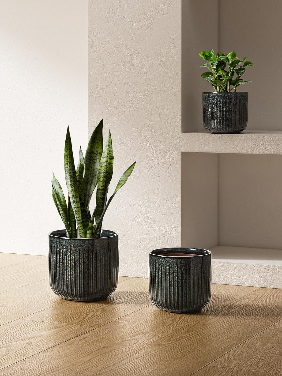 LE TAUCI Ceramic Pots for Plants, 8.3/7/6 Inch Indoor Planters with Dr