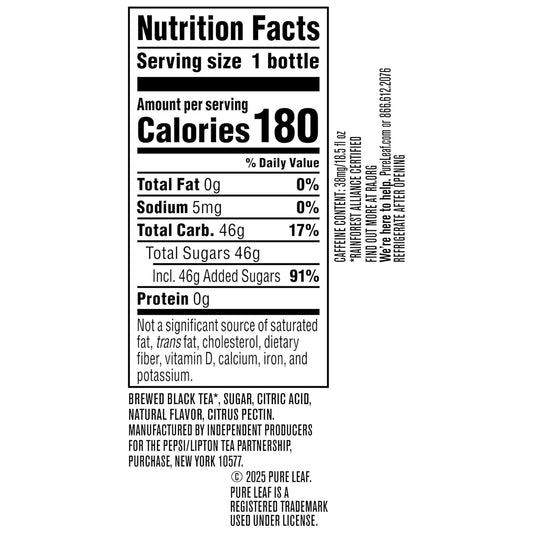Pure Leaf Iced Tea, Raspberry, Real Brewed Tea, 18.5 Fl Oz Bottles (Pack of 12)