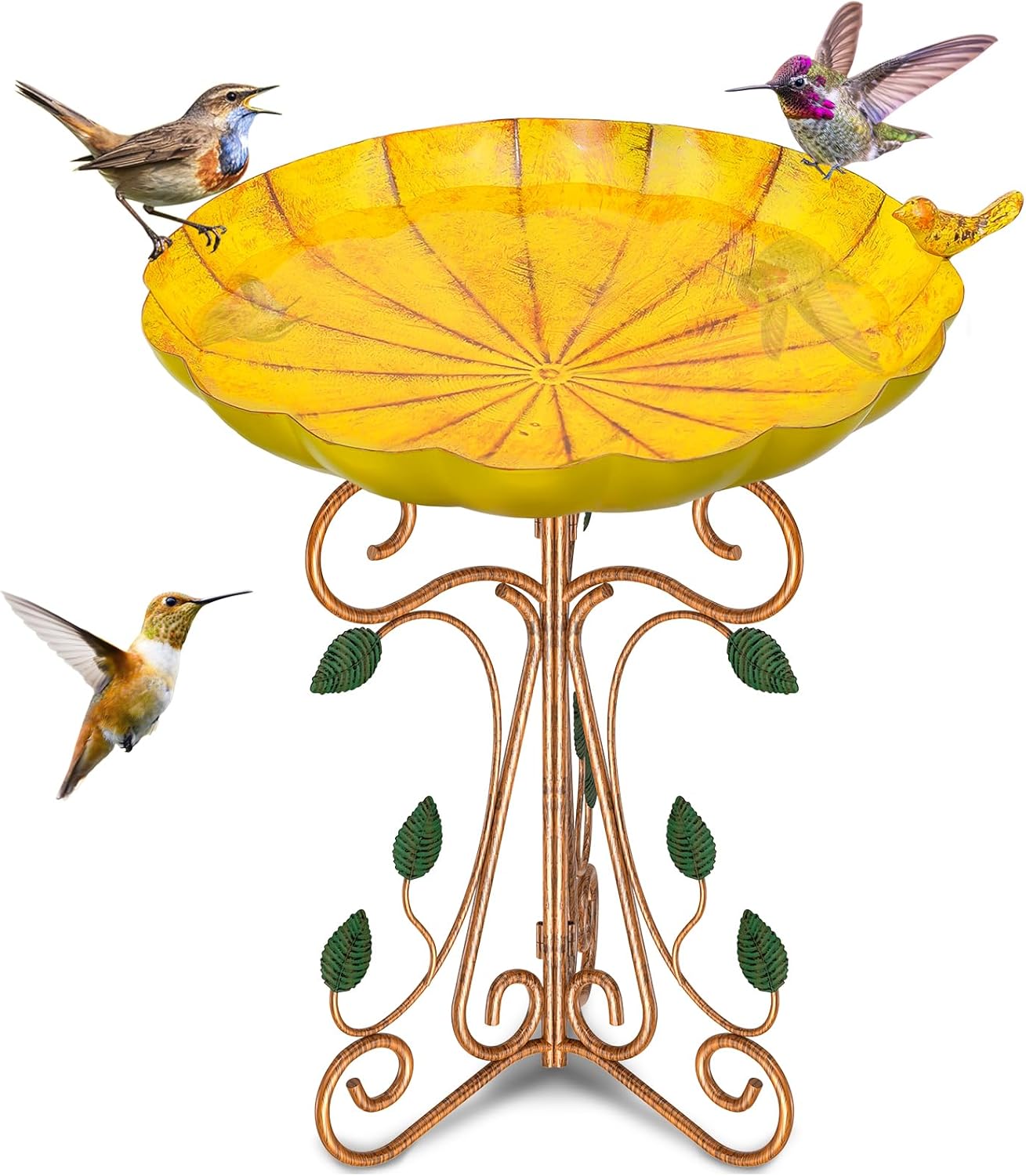 Vintage Metal Bird Bath for Outside, 13" Dia Birdbaths Bowl with Cast 