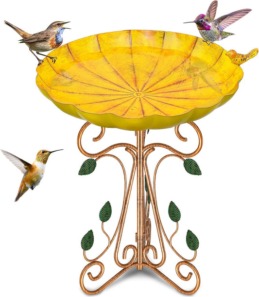 Vintage Metal Bird Bath for Outside, 13" Dia Birdbaths Bowl with Cast 