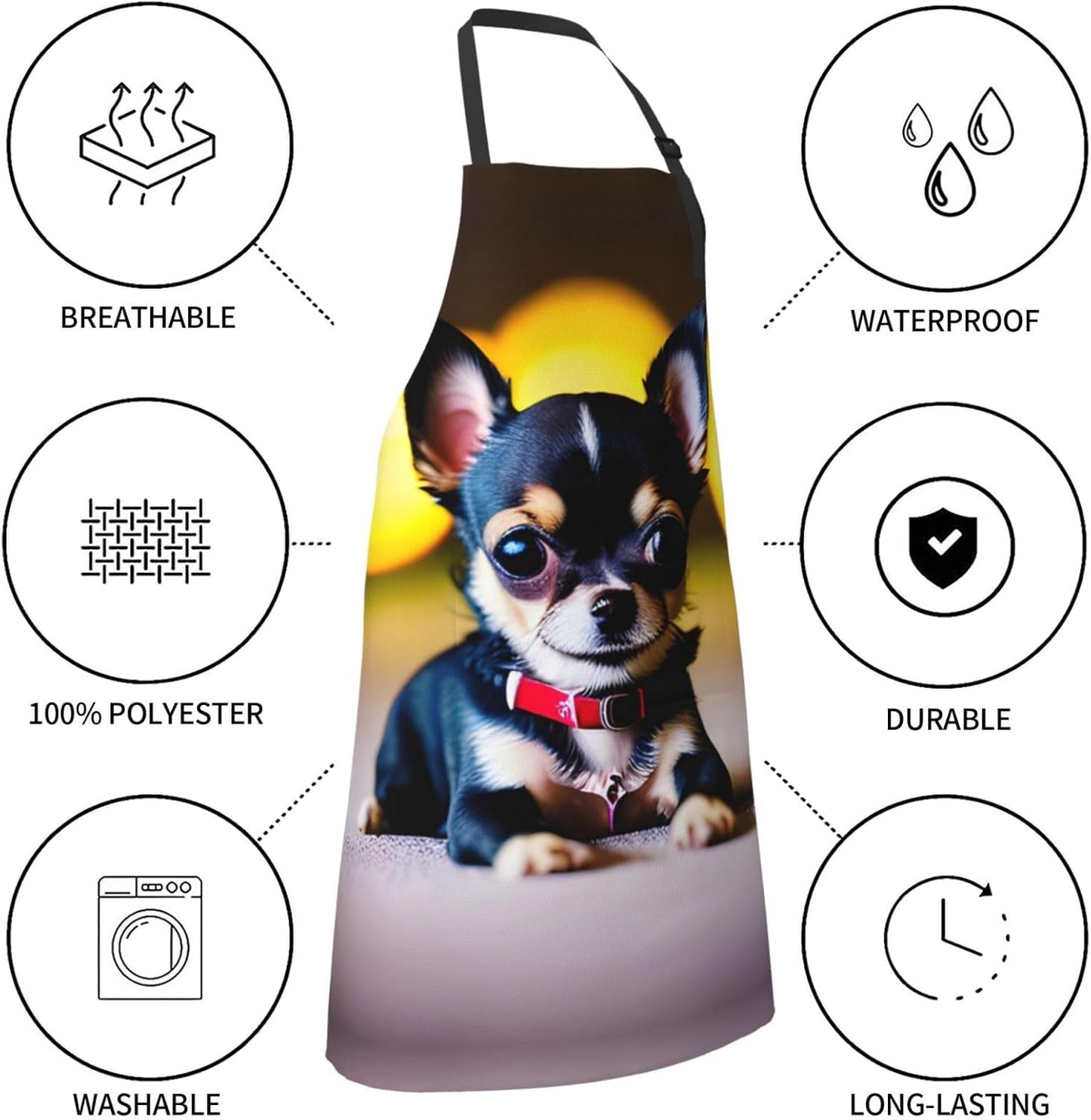 Chihuahua Dog print Waterproof chef's apron with pocket apron for kitchen cooking baking barbecue and gardening