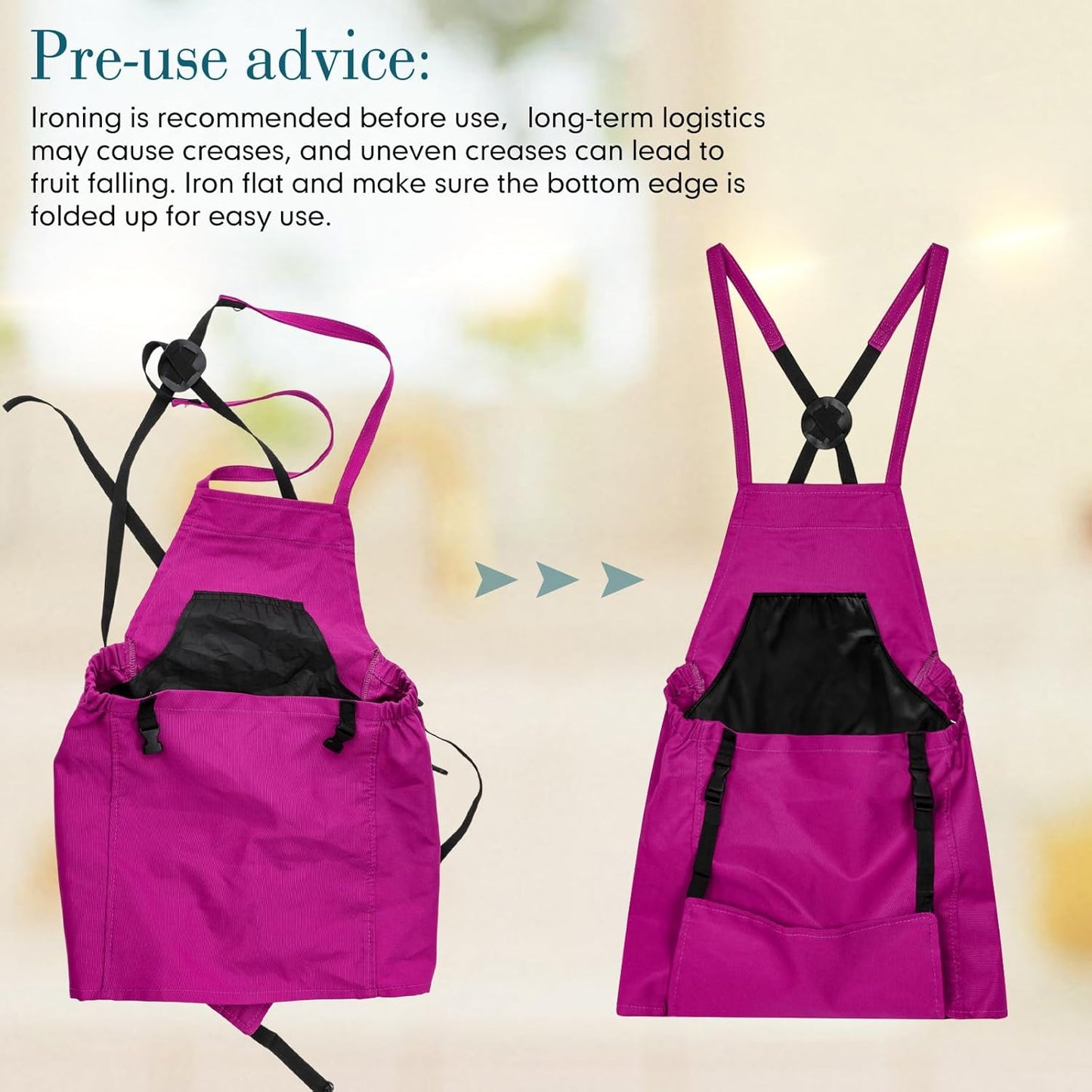Cuffbow 2 Pack Harvest Gardening Aprons with Pockets for Women & Men Garden Picking Apron with Fast-release Buckle for Fruit Picking & Harvesting Gardening Tool Gifts for Mom Dad(fuchsia & turquoise)