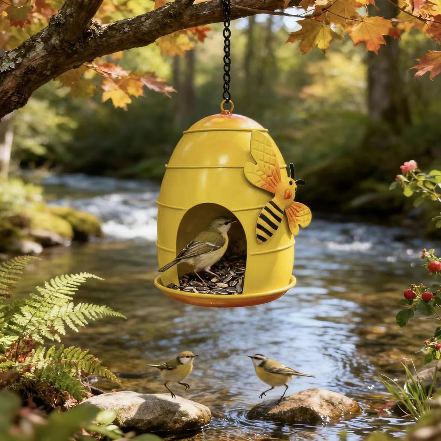 Outdoor Garden Bird Feeder, Metal Decorative Feeders, Fun Food Holder 