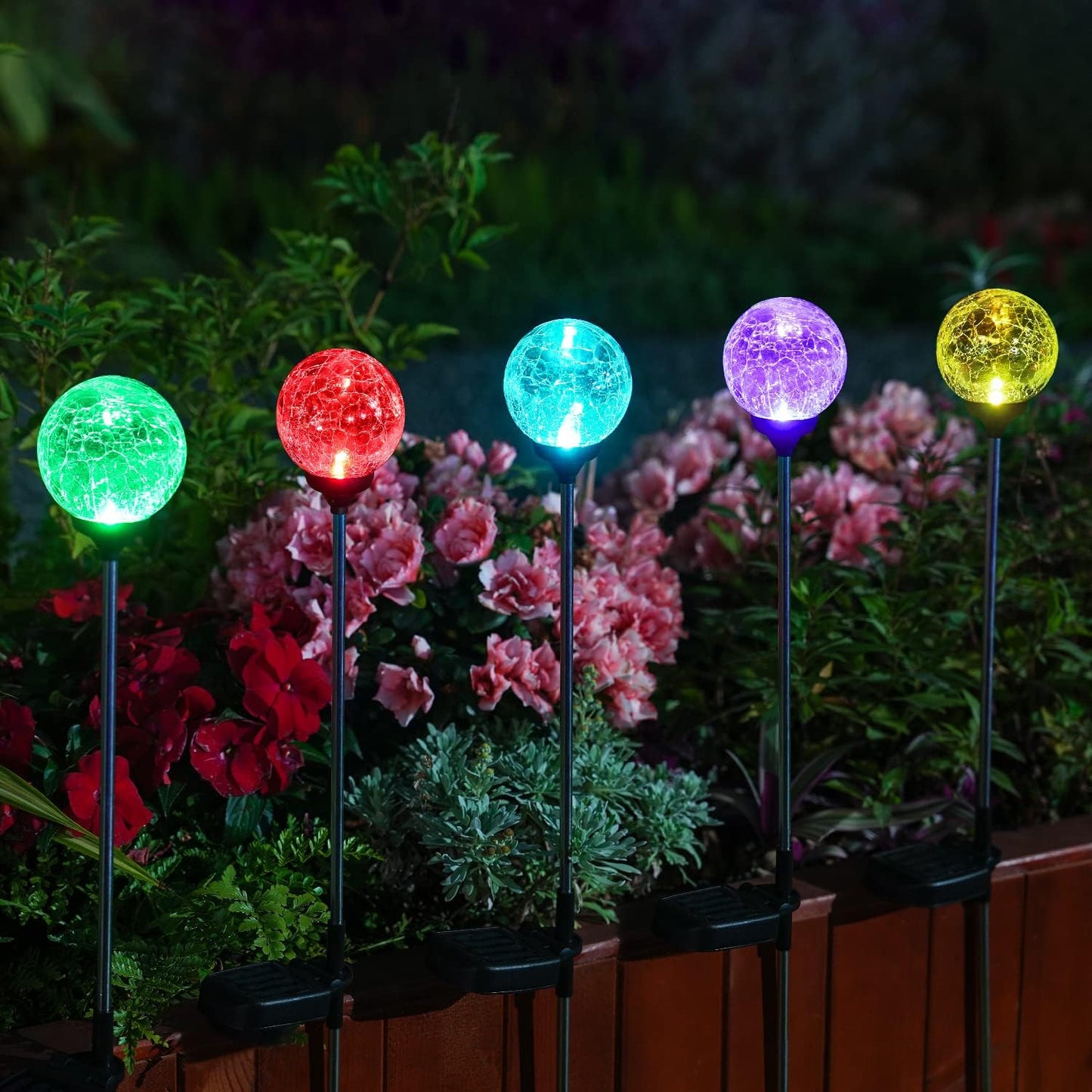 OxyLED Solar Globe Lights Outdoor 4 Pack Garden Stake Lights Waterproo