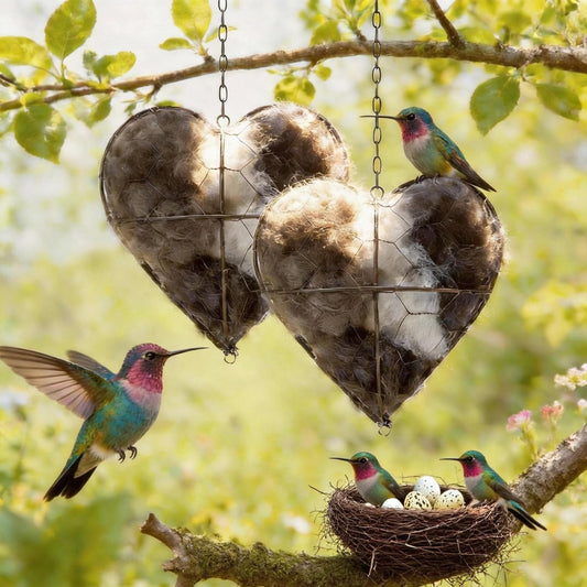 WesGen Handmade Bird Nesting Heart Refillable, 4 Bags Natural Bird Nes