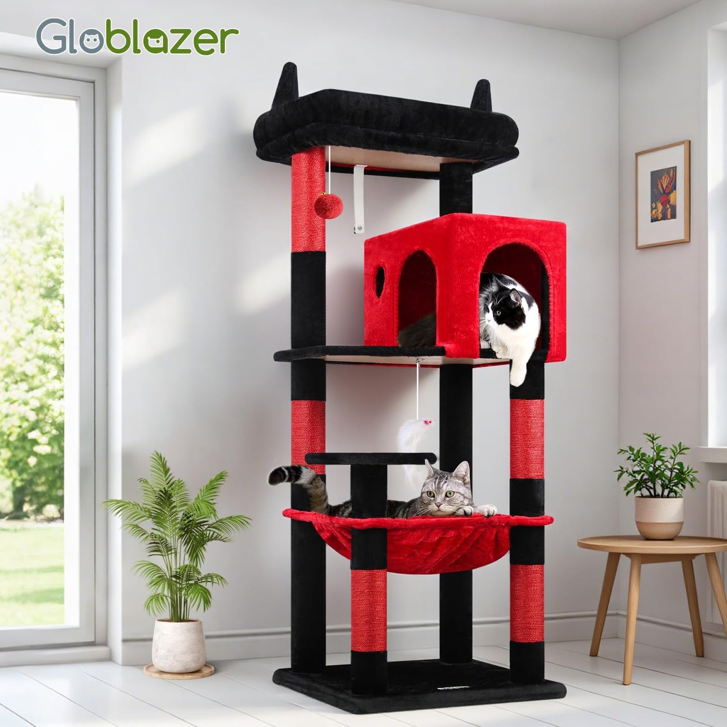 Globlazer Gothic Cat Tree Tower with Scratching Post for Indoor Cats, 