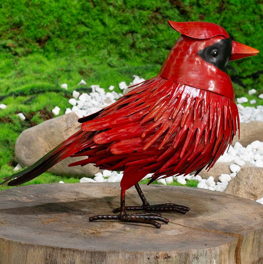 Natelf Cardinal Statue Metal Bird Yard Art, Garden Sculptures & Statues Large Red Birds Outdoor Decor, Gifts for Christmas/Mom/Grandma/Wife/Daughter/Sister/Aunt