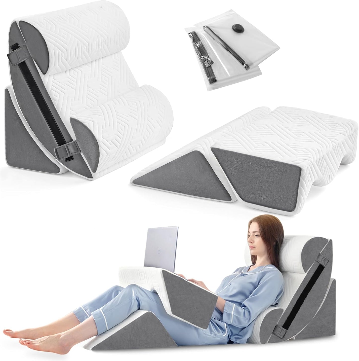 Yojoker 6pcs Orthopedic Bed Wedge Pillow Set for Sleeping, Post Surger