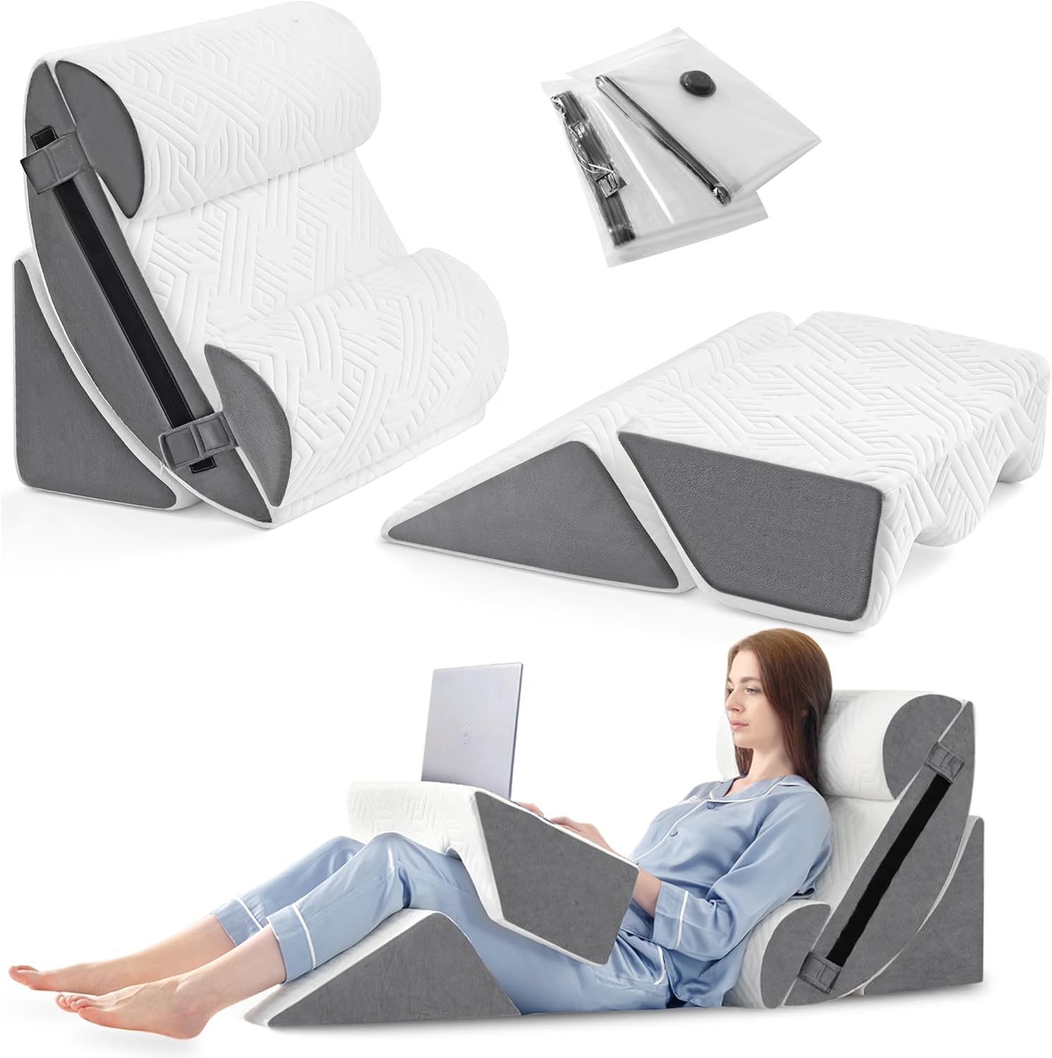 Yojoker 6pcs Orthopedic Bed Wedge Pillow Set for Sleeping, Post Surger