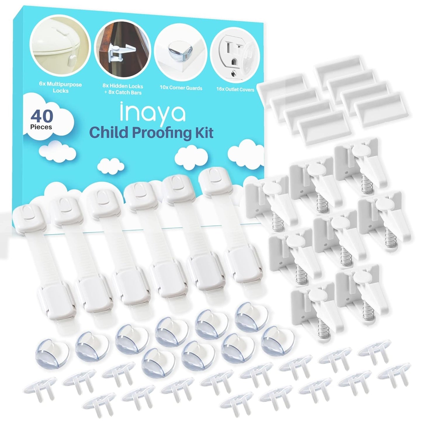 Inaya Complete Baby Proofing Kit - Child Safety Hidden Locks for Cabin