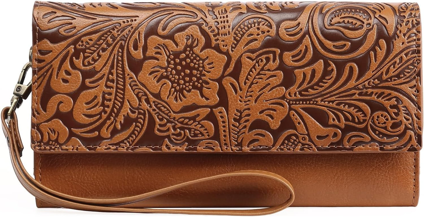 GOIACII Women's Wallet Wristlet RFID Blocking Ladies Clucth Purse Larg