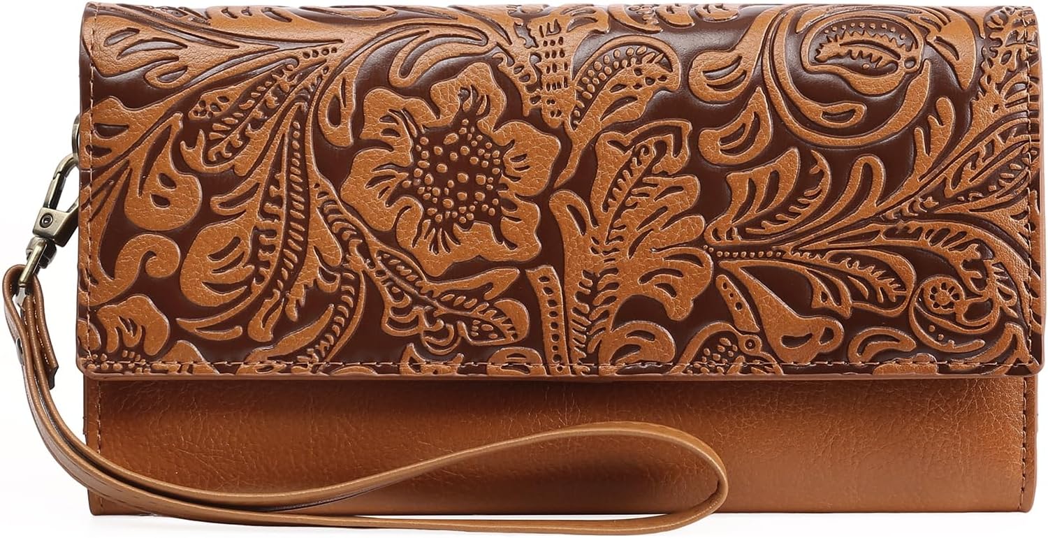 GOIACII Women's Wallet Wristlet RFID Blocking Ladies Clucth Purse Larg