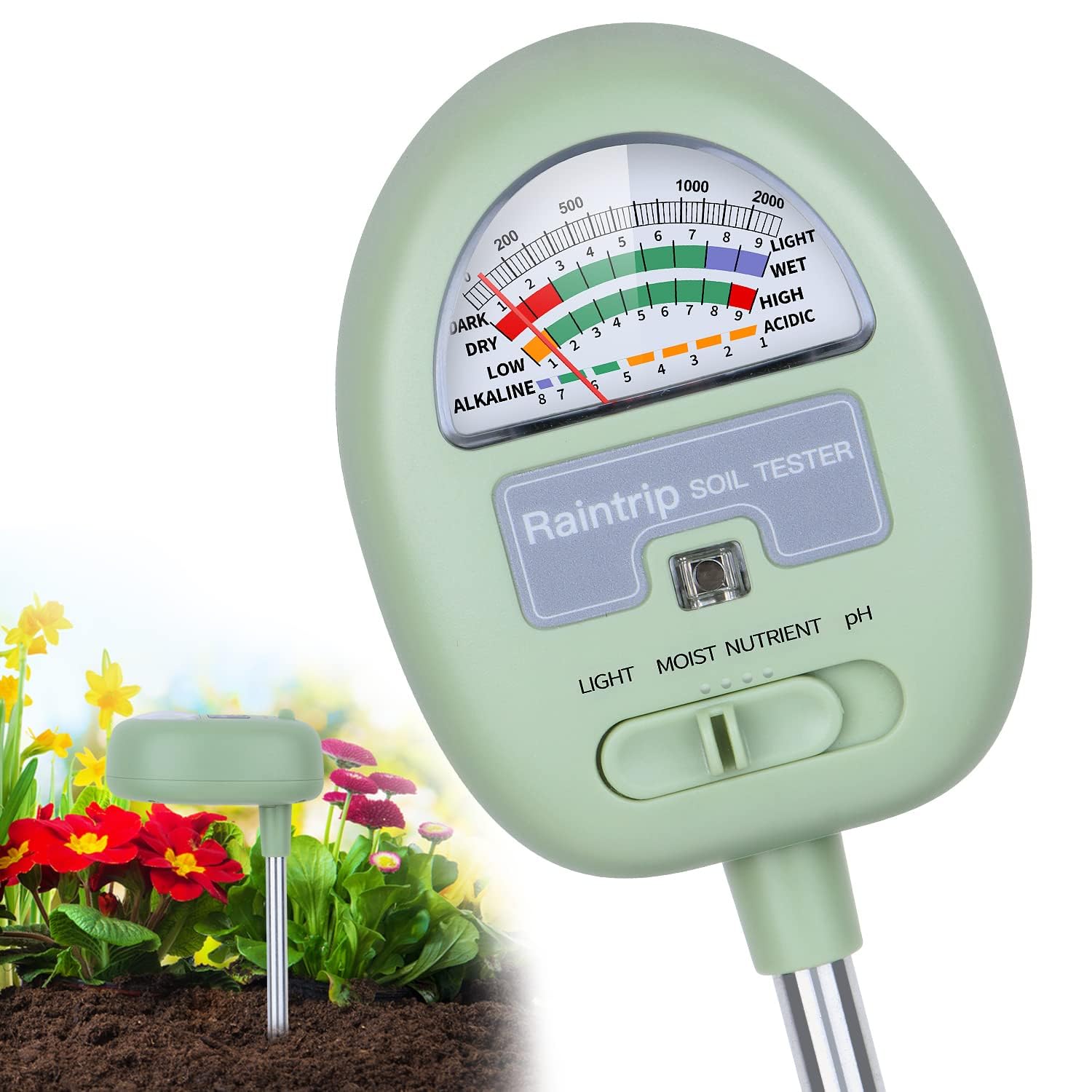 Soil Moisture Meter,4-in-1 Soil Ph Meter, Soil Tester for Moisture, Li