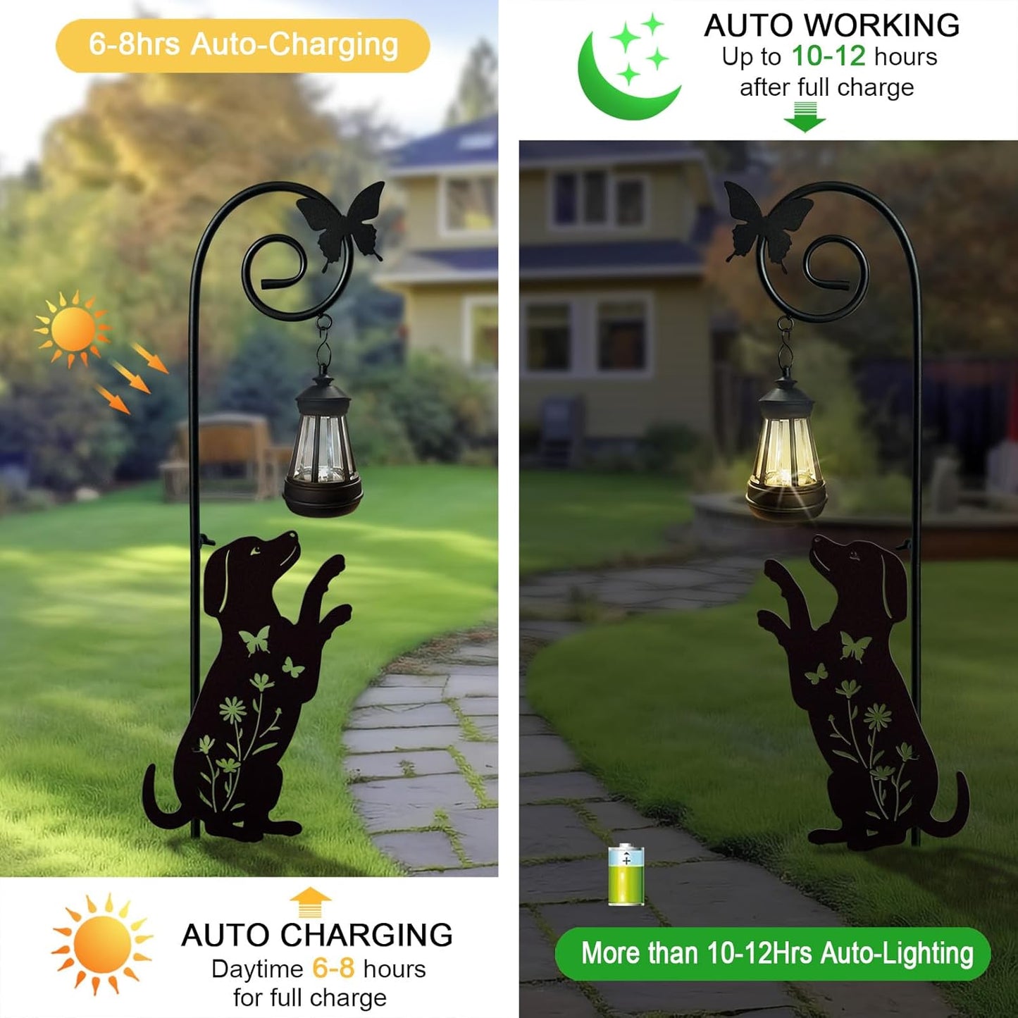 Metal Dog Stake with Solar Lights Outdoor Decorative,Beagle Lawn Ornaments,Womens Gifts Unique,Garden Silhouette Animal Decor
