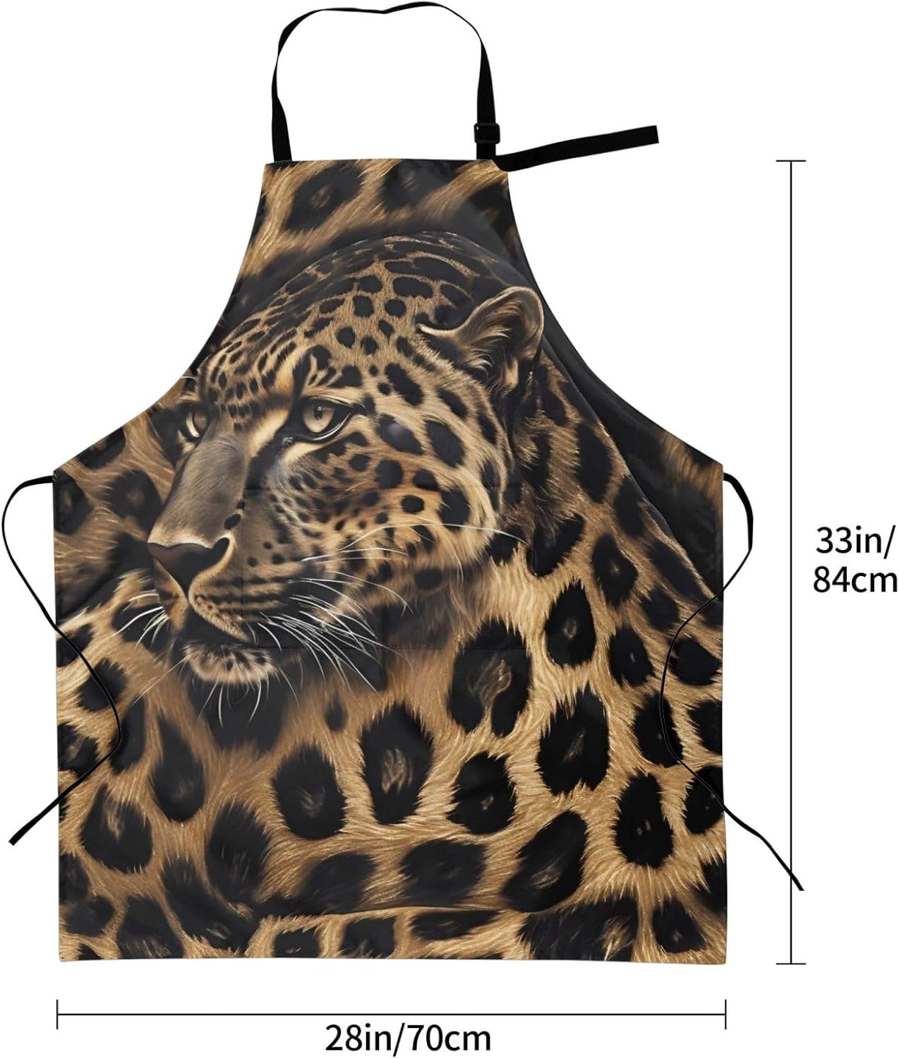 YANYU Leopard Print Print 28x33 In Kitchen Apron Stylish Chef Apron with Pockets for Cooking Baking Painting